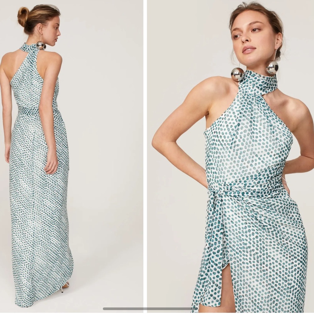 elle zeitoune 
Grace Gown Elegant Halter Neck Blue Dress size large - Picture 2 of 14